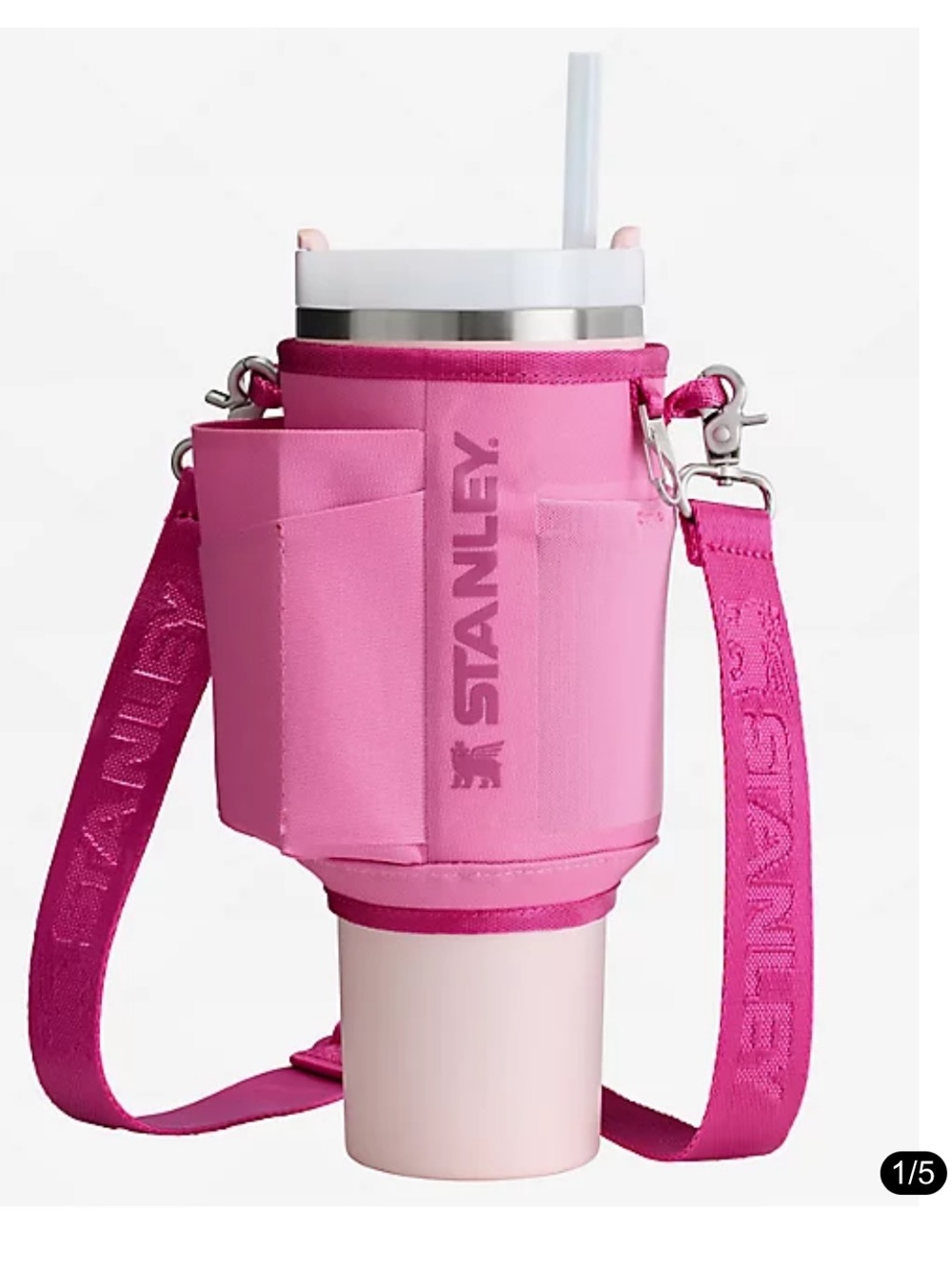 Stanley 40oz Pink Carry All Utility Crossbody Tumbler Pouch with Strap